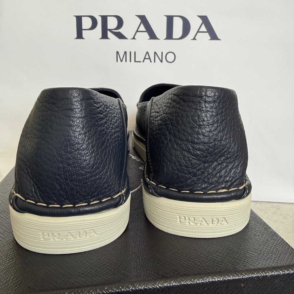 Prada Mens 2DF088 Baltico Blue Cervo Deerskin Leather Loafers UK 9 - Picture 4 of 16